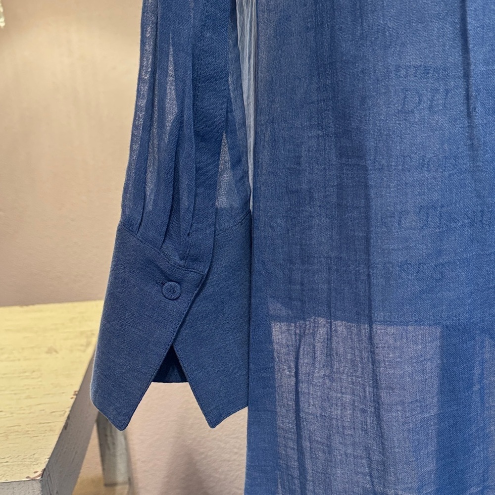 BCBG Blue Ruffled Blouse - Picture 4 of 5